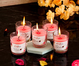 eCraftIndia Set of 5 Rose Scented Glass Candle